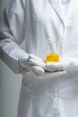 Chemical test tubes and flasks with petroleum products