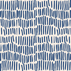 Indigo tie dye shibori vector seamless pattern. Minimalist geometric oriental  tile repeat in navy blue and off white. Organic texture. Japanese traditional print. - 473997696