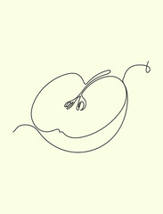 Fruits in continious one line art drawing style. Minimalistic wall art, colorful poster.