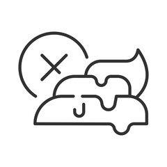 Unhealthy feces icon line vector illustration. Monochrome logo unwell excrement with abdominal pain
