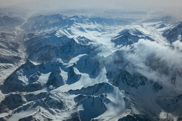 Himalaya Berge aufgenommen aus dem Flugzeug 