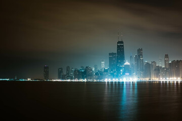 Chicago skyline bei nacht 