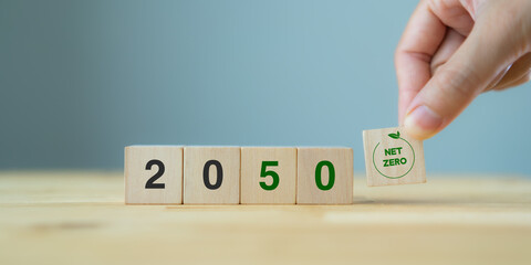 Net zero by 2050. Carbon neutral. Net zero greenhouse gas emissions target. Climate neutral long...