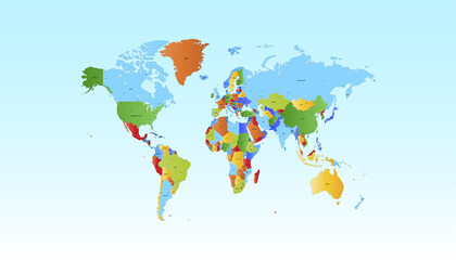 Fototapeta premium World map. Color vector modern. Silhouette map 