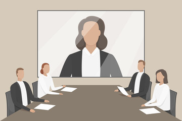 Teleconference. Board of directors. Vector illustration.