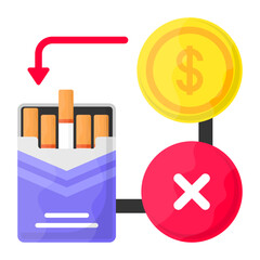 financial effects of smoking Concept, Waste of Money Due to Smoking Vector color Icon Design, No Tobacco day Symbol, Quit smoking Sign, Cigarette or Smoker Stock Illustration