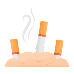 cigarette butt cleaning Concept, Dump Spotting Vector color Icon Design, No Tobacco day Symbol, Quit smoking Sign, Cigarettes or Smoker Stock Illustration