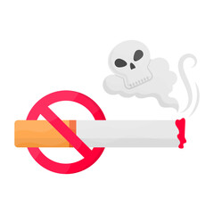 Anti Smoking Signage with Smoke as Boo Concept Vector color Icon Design, No Tobacco day Symbol, Quit smoking Sign, Cigarette or Smoker Stock Illustration