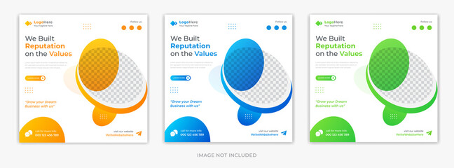 creative corporate social media post template design, digital marketing business profile for organic shape vector