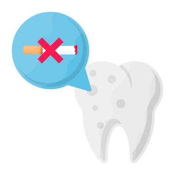 Teeth Damage Concept, Yellow Stains Due to Smoking Vector color Icon Design, No Tobacco day Symbol, Quit smoking Sign, Cigarette or Smoker Stock Illustration