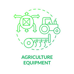 Agricultural equipment green gradient concept icon. Agribusiness development supplies. Farming technology abstract idea thin line illustration. Vector isolated outline color drawing