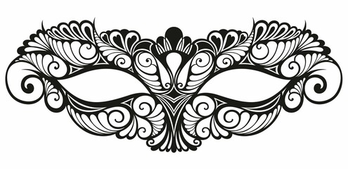 Carnival mask icon black silhouette isolated on white background