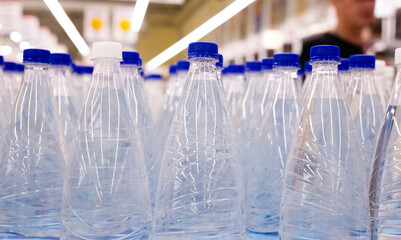 Naklejka na ściany i meble plastic bottles for water in production