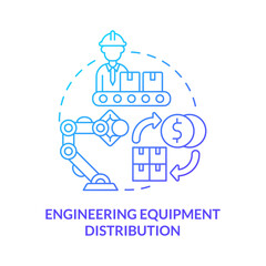 Engineering equipment distribution blue gradient concept icon. Construction site supplies wholesale. Trading business abstract idea thin line illustration. Vector isolated outline color drawing