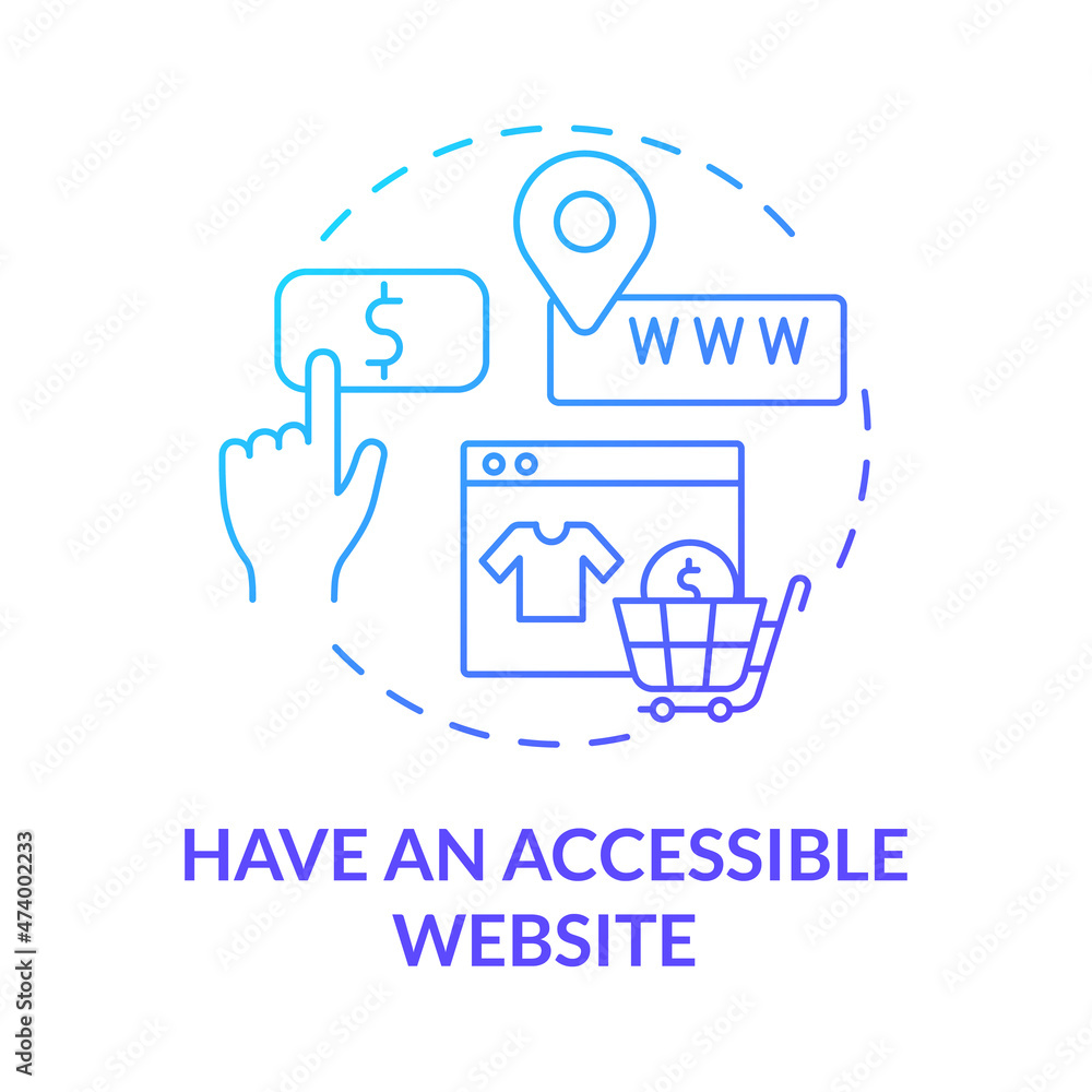 Poster have accessible website blue gradient concept icon. online distribution business. internet sources f