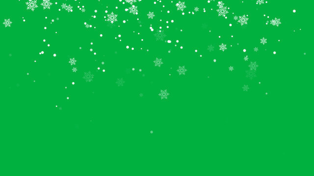 snow flakes and winter on green screen background