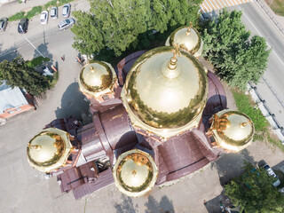 Aerial view of Cathedral of Peter and Paul in Tomsk, Siberia, Russia