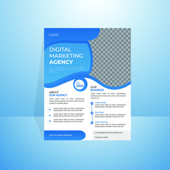 Best Template vector design for Flyer, Poster, Corporate Presentation, Portfolio, Brochure, layout modern with Blue color for A4 size.simple and easy to use