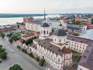 Aerial view of the Epiphany Cathedral in Tomsk, Siberia, Russia.