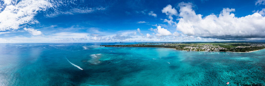 Seascape and island at Trou Aux Biches, Mauritius, Africa