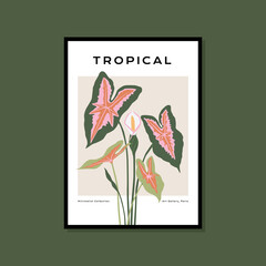 Tropical an botanical hand drawn print poster for your wall art collection
