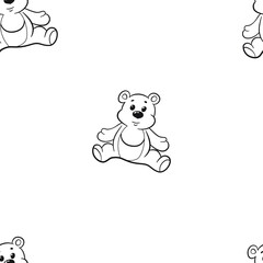 Soft teddy stuffed. Teddy bear toy, vector drawing