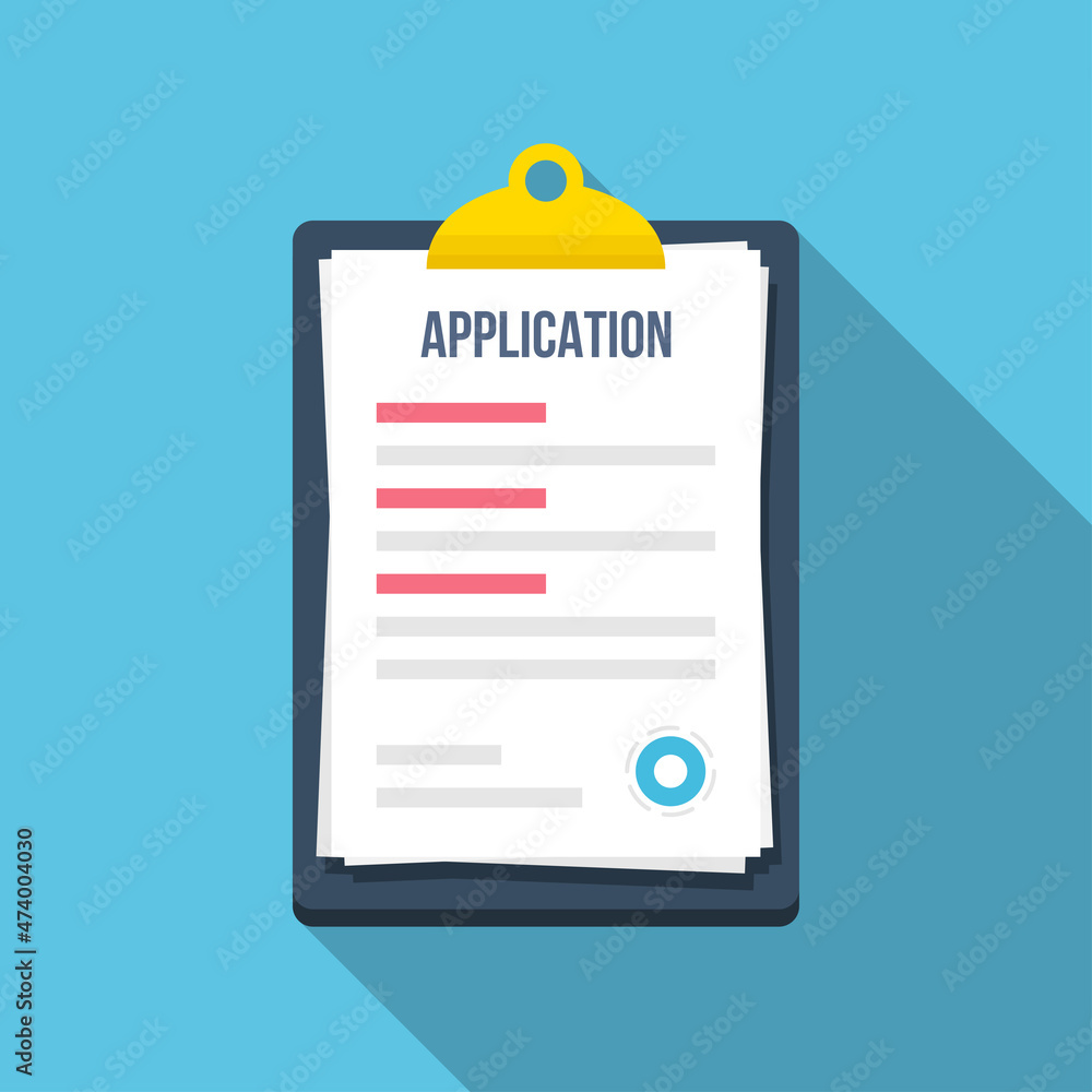 Aufkleber application document form in a flat design. vector illustration