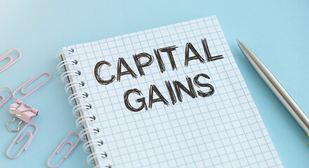 Text capital gain on the short note texture background