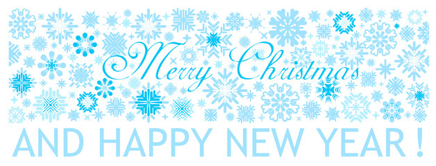 Merry Christmas and Happy New Year, vector illustration card. Snowflakes on background