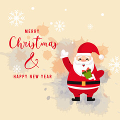 merry christmas and happy new year with santa claus vector illustration