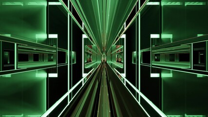 Green 3d illustration of moving 4K UHD tunnel