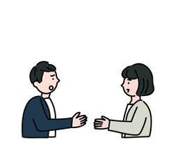 ビジネス　会議　質問　トラブル　窓口　対応
相談　相談窓口　シンプルイラスト　　商談