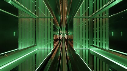 3d illustration with glass 4K UHD futuristic tunnel