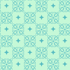 Cute background pattern with decorative ornaments on a blue background. Fabric texture swatch, seamless wallpaper. Vector illustration