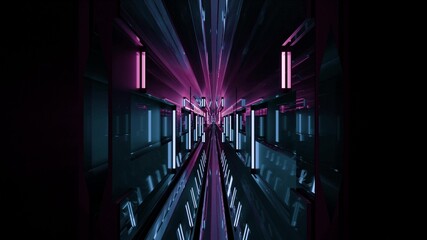 Futuristic 3d illustration of dark narrow 4K UHD tunnel