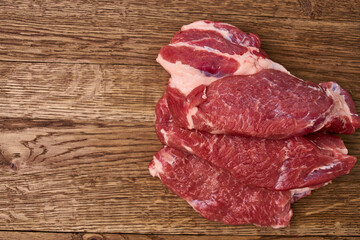 meat fresh product ingredients cooking kitchen wooden table
