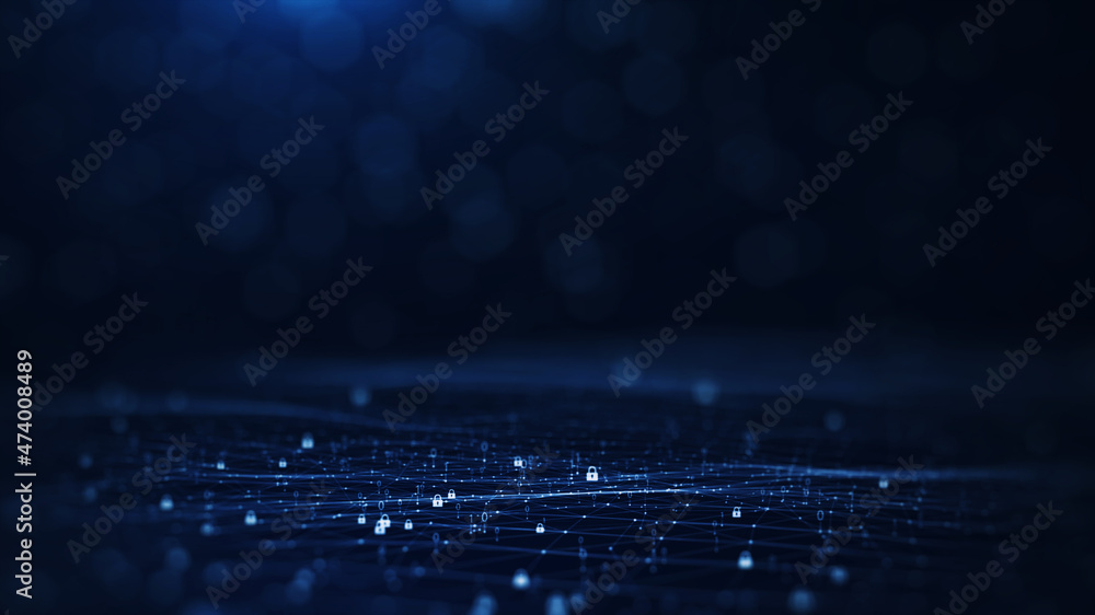 Fototapete data protection background is a concept in cybersecurity and privacy technology. small padlock binar
