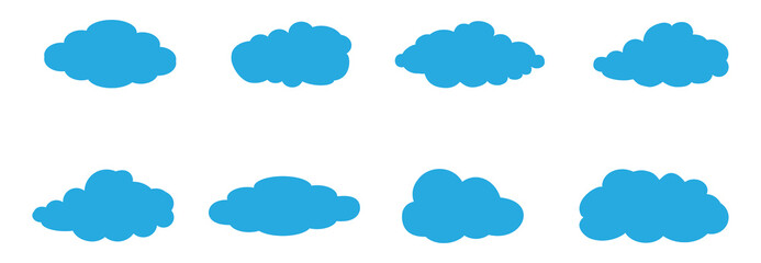 Clouds set isolated on white background. Collection of clouds for web site, poster, placard and wallpaper. Creative modern concept. Clouds vector illustration
