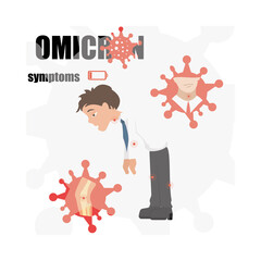Omicron is a variant of COVID. New strain of coronavirus. Vector symbol of mutated virus symptoms.