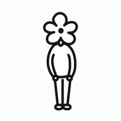 Man person with flower head. Vector doodle cartoon character illustration design. Isolated on white background. Flower man logo icon print for poster, t-shirt concept