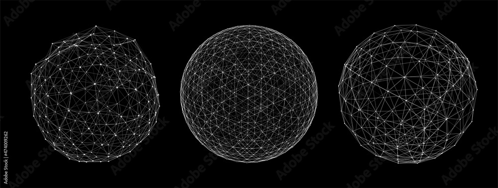 Poster vector futuristic sphere of particles and lines. network connection big data. abstract technology ba