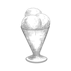 Soft ice cream balls in a plastic cup