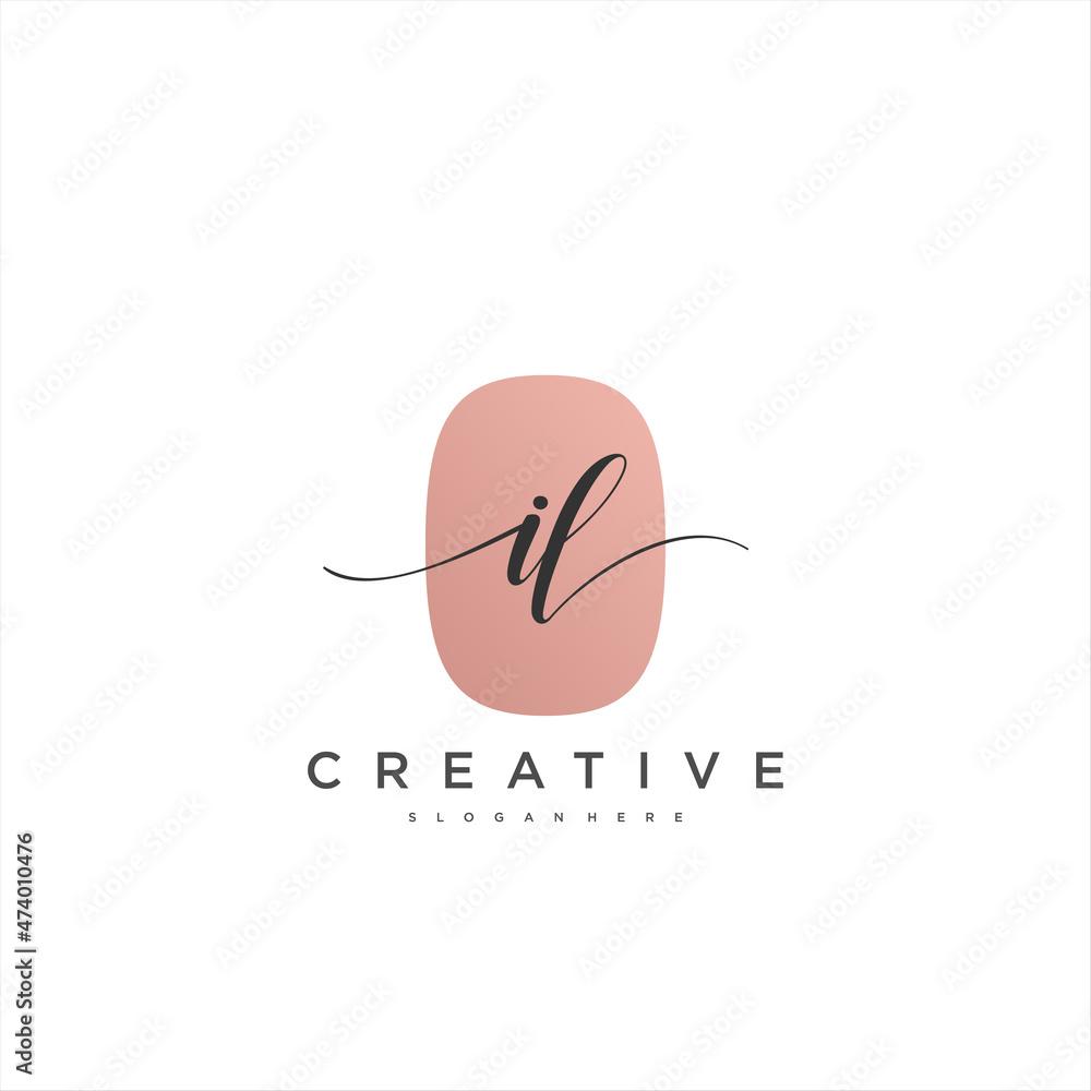 Wall mural il initial handwriting minimalist geometric logo template vector art, logo for business beauty, fash