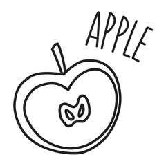 Apple hand drawn with thin line isolated on white background