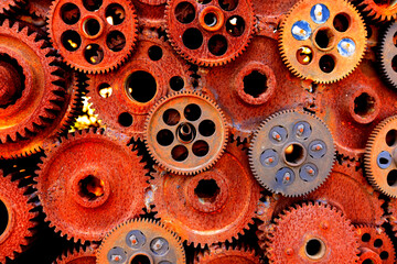  rusty gears lined up