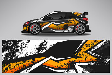 Car wrap design race livery vehicle vector. Graphic stripe racing background kit designs for vehicle, race car, rally, adventure and livery © 21graphic