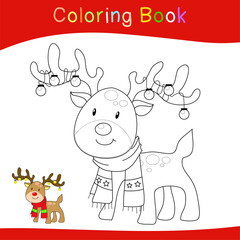 Fototapeta premium Coloring Christmas sets worksheet page. Educational printable coloring worksheet. Coloring game for preschool children. Black and white vector illustration. Motor skills education.