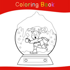 Coloring Christmas sets worksheet page. Educational printable coloring worksheet. Coloring game for preschool children. Black and white vector illustration. Motor skills education.