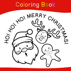 Coloring Christmas sets worksheet page. Educational printable coloring worksheet. Coloring game for preschool children. Black and white vector illustration. Motor skills education.