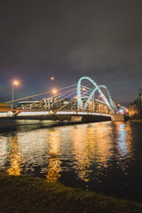 Night view of the Lazarevsky bridge in St. Petersburg 